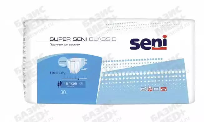 Подгузники для взрослых Super Seni Classic Large, 30 шт