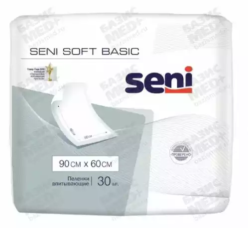 Впитывающие пеленки Seni Soft Basic, 90х60см, 30шт