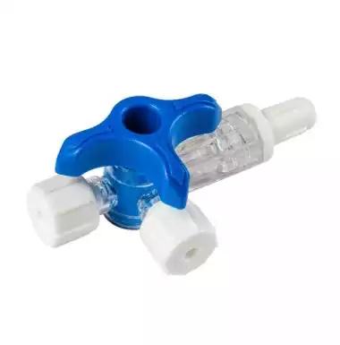 Переходник (краник) трехходовой KD-Flex для инфузионных магистралей (синий), тип наконечника Луер слип 360º