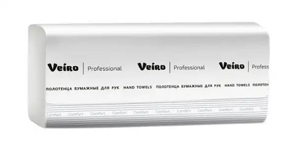Полотенца бумажные Veiro Professional Lite, Z-сложения, 1-слойные, 20,5х22,5 см, 200 листов, белые
