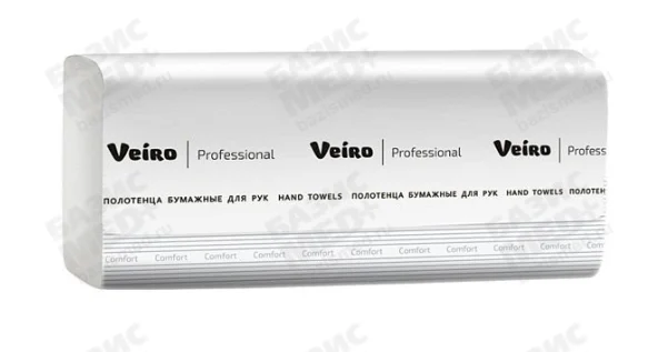 Полотенца бумажные Veiro Professional Lite, Z-сложения, 1-слойные, 20,5х22,5 см, 200 листов, белые