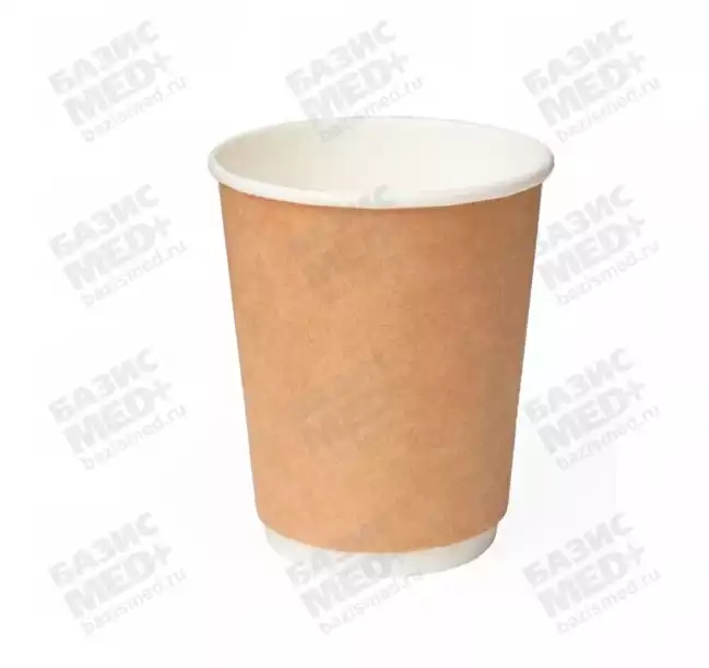 Стаканчик бумажный ThermoCup 250/285мл крафт двойное дно, упаковка п/э 20 шт (рукав)