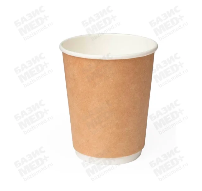 Стаканчик бумажный ThermoCup 250/285мл крафт двойное дно, упаковка п/э 20 шт (рукав)