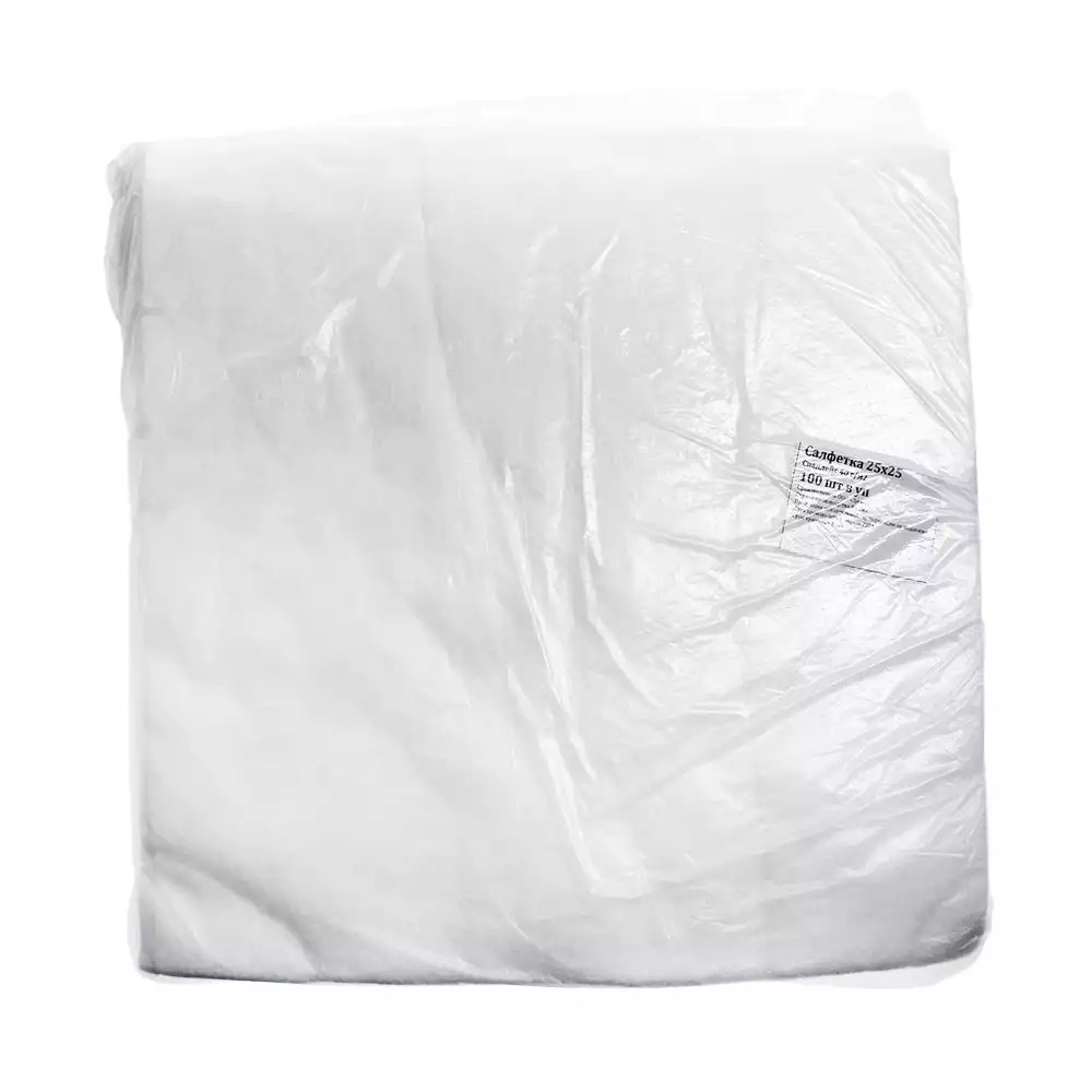 Салфетка 25х25см, материал спанлейс 40г/м2, нестерильная, белая (100 шт в упак)