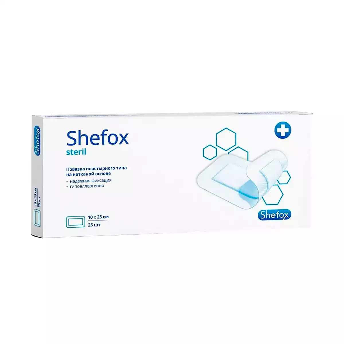 Повязка пластырного типа 10×25 см, 25 шт/упак, Shefox