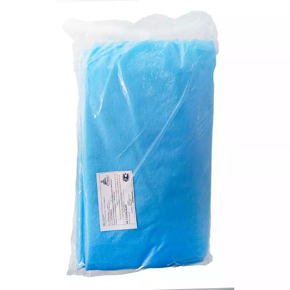 Комплект постельного белья КБ-125 одноразовый, материал СМС 25г/м2, нестерильный, цвет голубой (3 предмета)