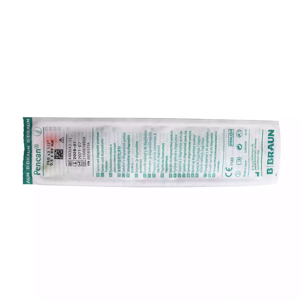 Игла спинальная Pencil Point 25G (0,50х88мм) Pencan®, с проводниковой иглой, стерильная, оранжевая