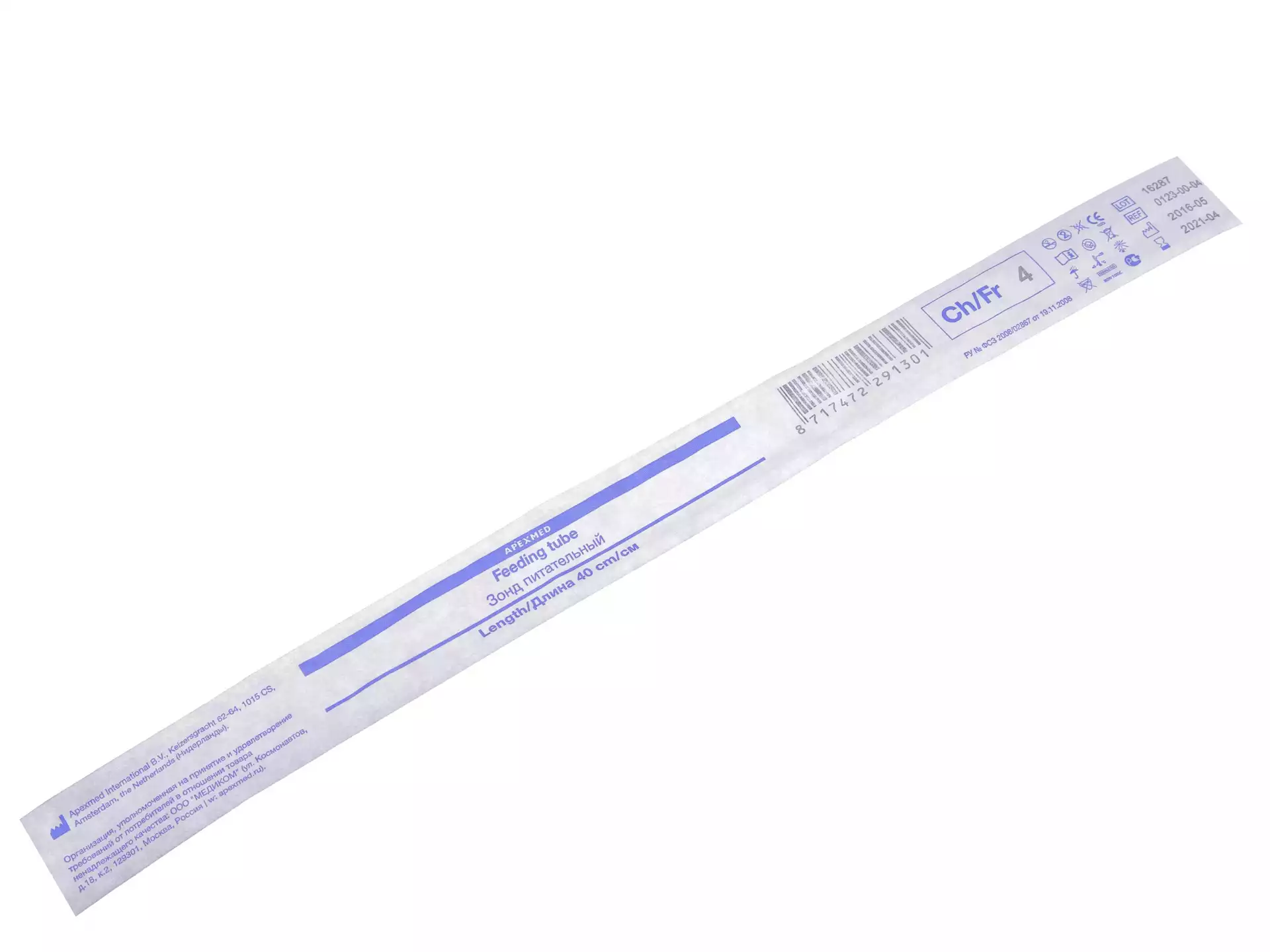 Зонд питательный CH/FR-04, длина 40 см, диаметр 0,8/1,4мм, стерильный, красный