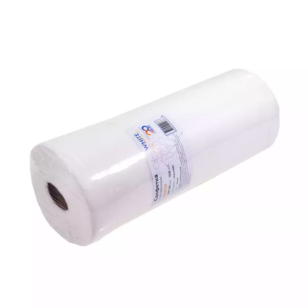 Рулон гигиенический, размер салфетки 30*40см, Выбор, спанлейс 40г/м2, перфорацией №100, белый